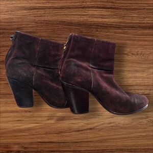 rag & bone Newbury Chocolate Brown Suede Ankle Boots With Block Heel Size 8